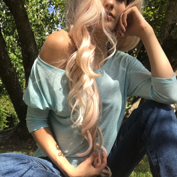 American Eagle Outfitters Tops - Off the shoulder baby blue